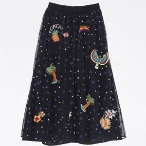 FARM rio Embroidered Borgogodo Skirt